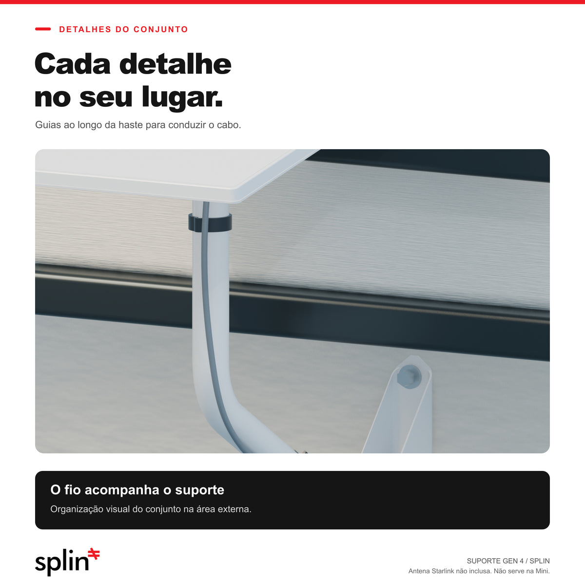 Guias na haste organizam o cabo