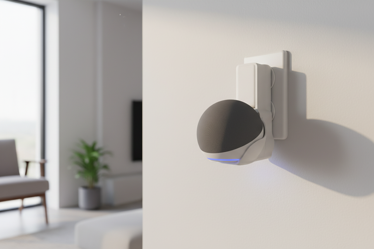 Suporte de Tomada para Echo Dot 5 (Alexa) — Compacto V4