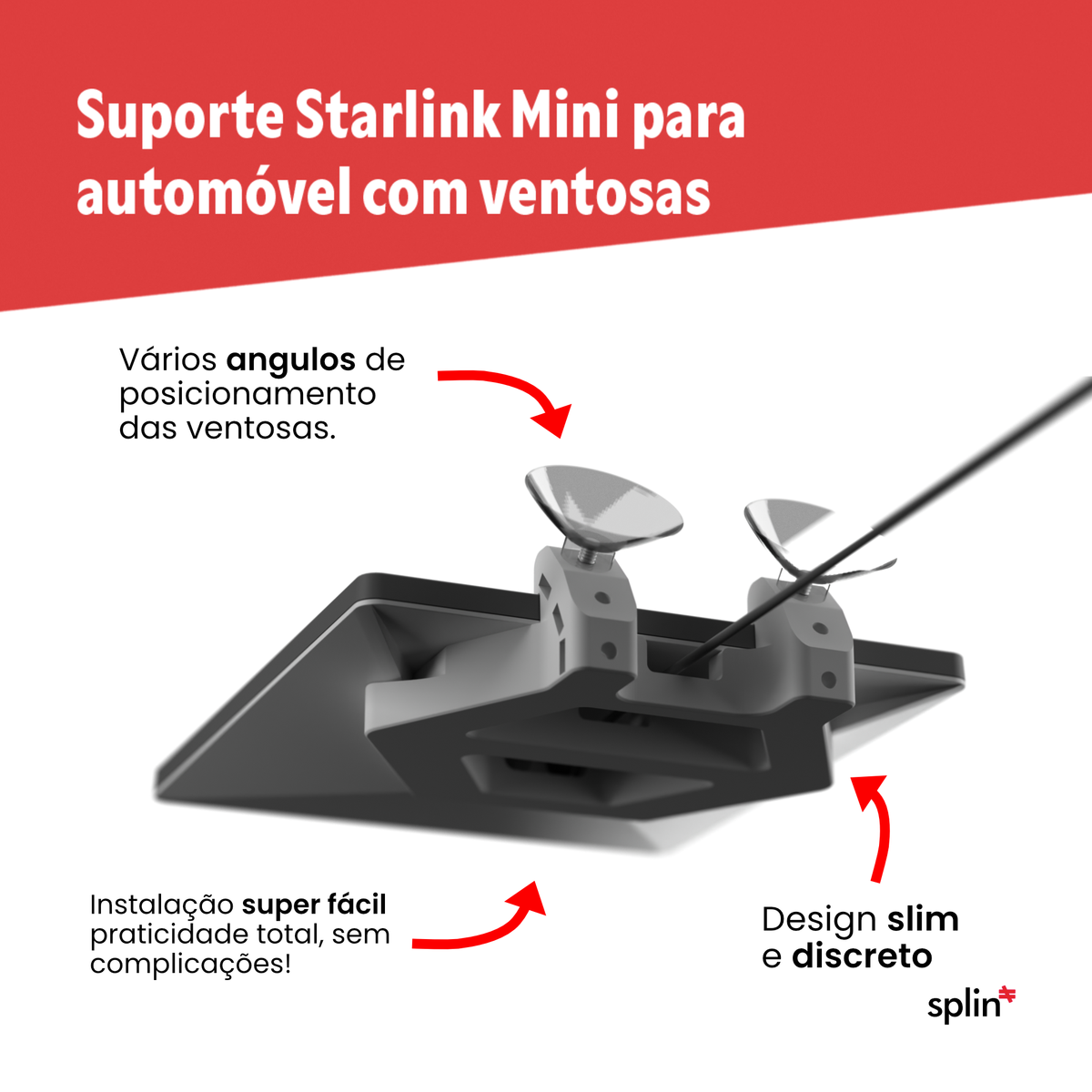 Suporte Veicular de Console com Ventosa Forte para Starlink Mini (4ª geração)