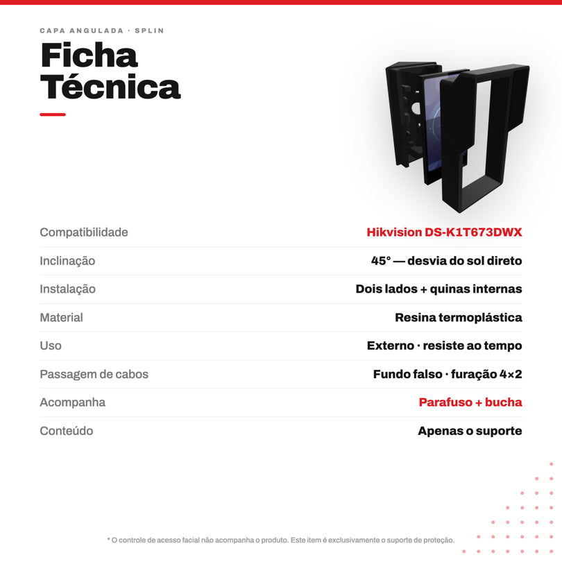 Facial Hikvision - 45 Graus - DS-K1T673DWX - imagem do produto