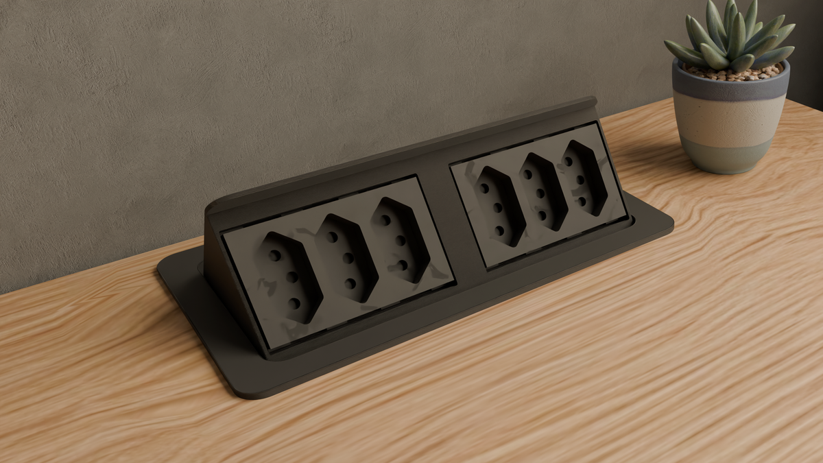 Caixa de tomada para mesa - Tampa pump (6 tomadas) — Preto