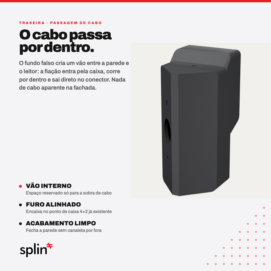 Fundo falso: o cabo passa por dentro da capa