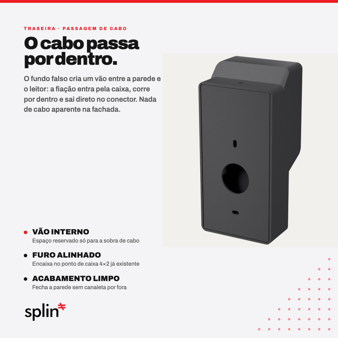 Fundo falso: o cabo passa por dentro da capa