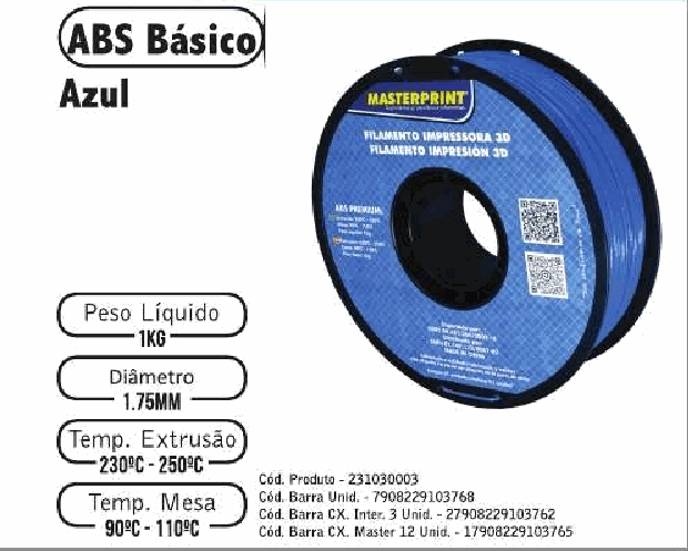 Filamento ABS — cor Azul