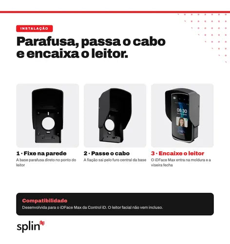 Suporte SPLIN Control iD iDMax — Modelo Parede — instalação e passagem do cabo