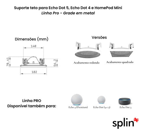 Suporte de Teto - Echo POP - Linha PRO - Acabamento quadrado - imagem do produto