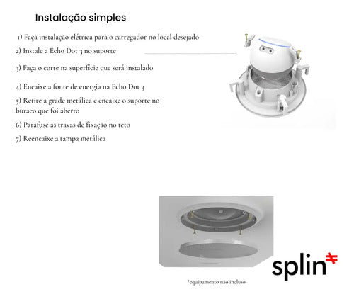Suporte de Teto - Echo Dot 3 - Linha PRO - Acabamento quadrado - imagem do produto