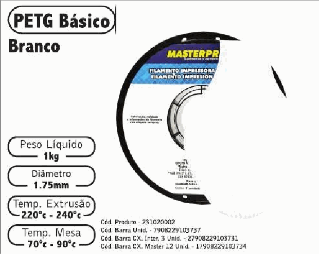 Filamento PETG — cor Branco