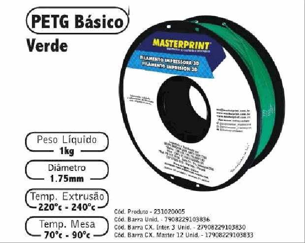 Filamento PETG — cor Verde