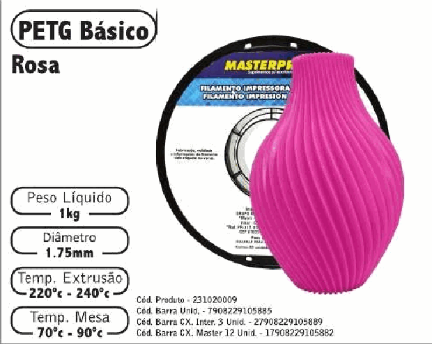 Filamento PETG — cor Rosa