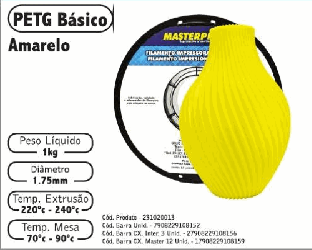 Filamento PETG — cor Amarelo