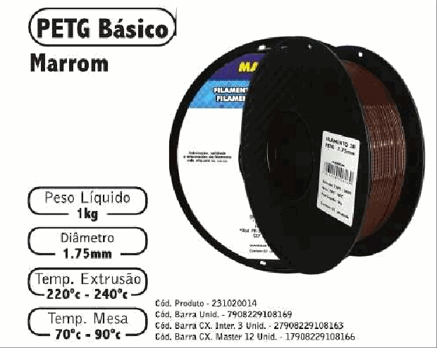 Filamento PETG — cor Marrom