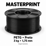 Filamento PETG Masterprint 3 kg 1,75 mm — cor Preto