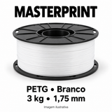 Filamento PETG Masterprint 3 kg 1,75 mm — cor Branco