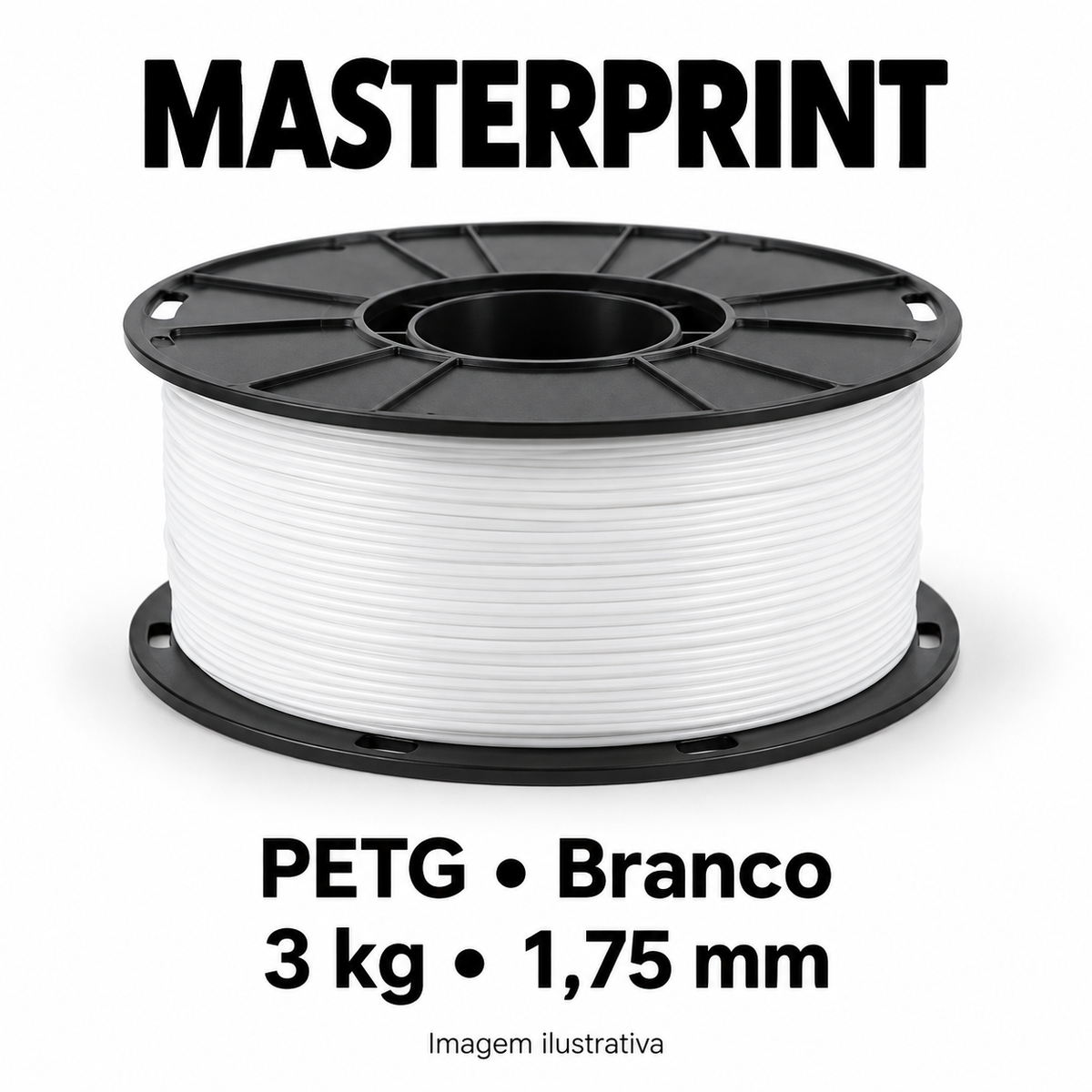 Filamento PETG Masterprint 3 kg 1,75 mm — cor Branco