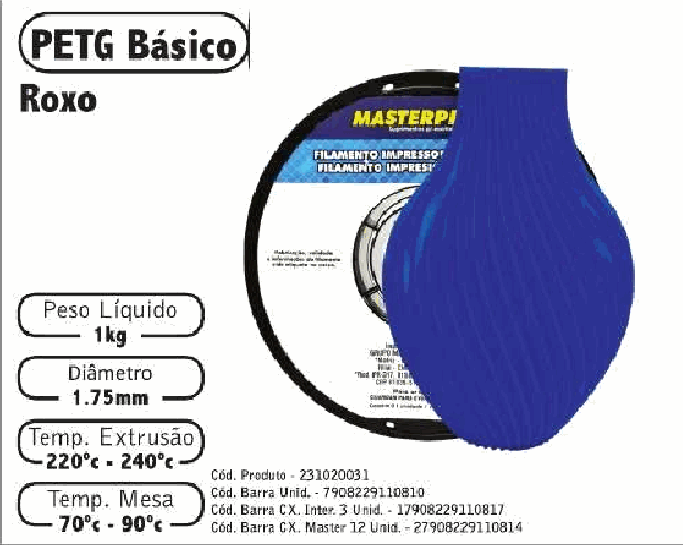 Filamento PETG — cor Roxo