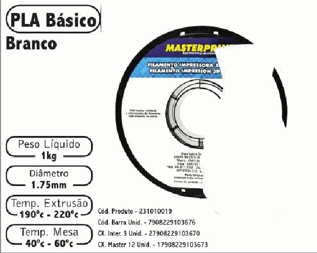 Filamento PLA — cor Branco