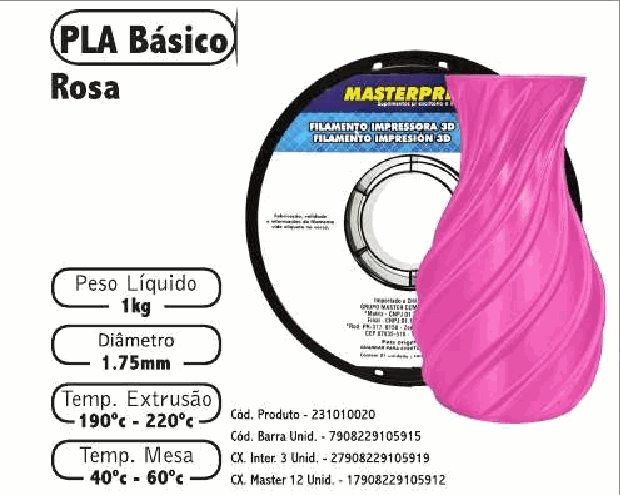 Filamento PLA — cor Rosa