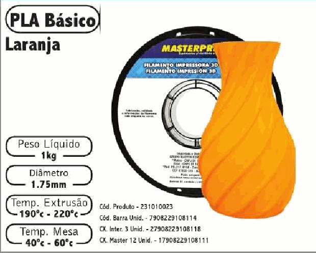 Filamento PLA — cor Laranja