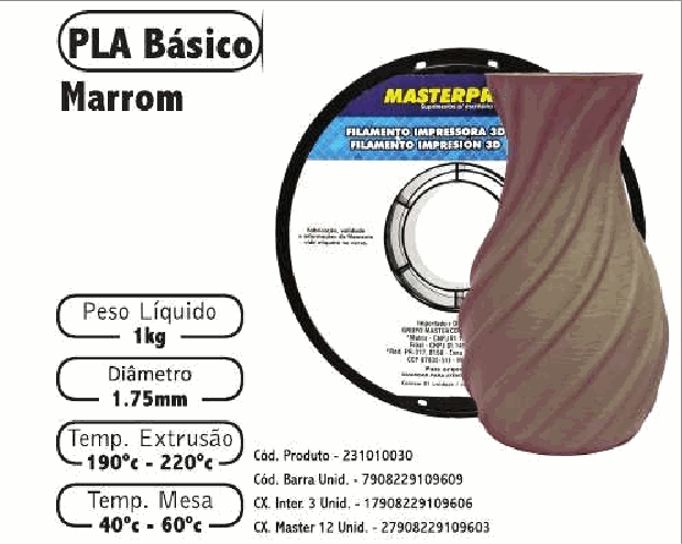 Filamento PLA — cor Marrom