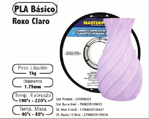 Filamento PLA — cor Roxo Claro