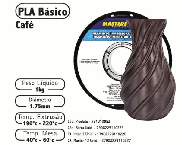 Filamento PLA — cor Café