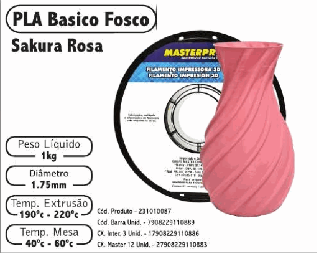 Filamento PLA Fosco — cor Sakura Rosa