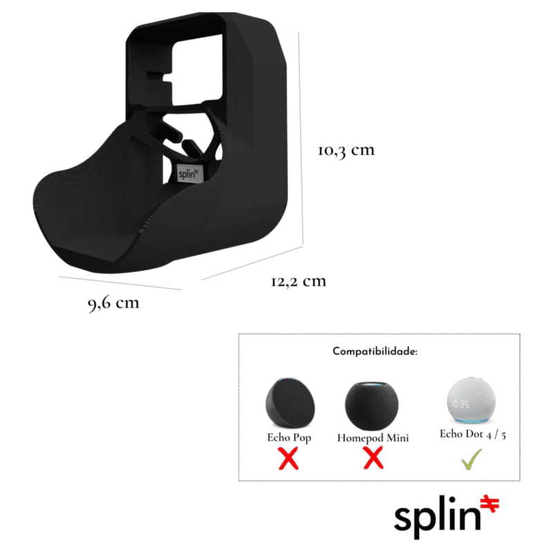 Suporte all in one de tomada para Amazon Echo Dot 5 / Echo Dot 4 - Tomada na horizontal - Imagem 7