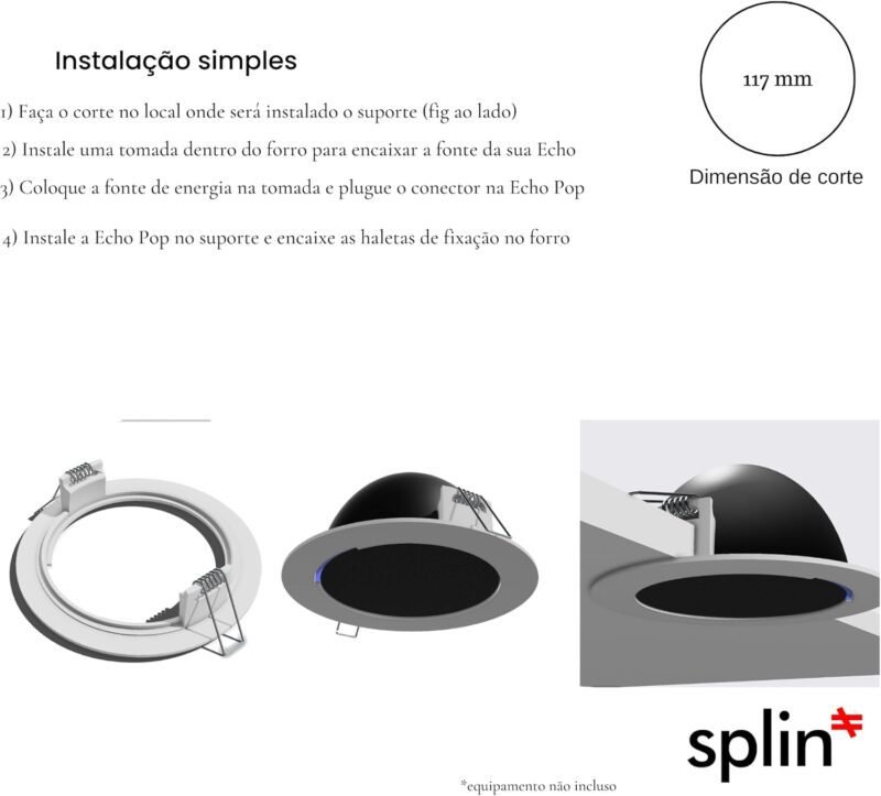 Suporte Stand De Teto de Embutir para Amazon Alexa Speaker Echo POP - Modelo Light- Circular - Imagem 7